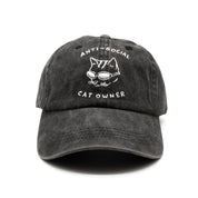 Black Denim Cap - Logo "Anti-Social Cat Owner"