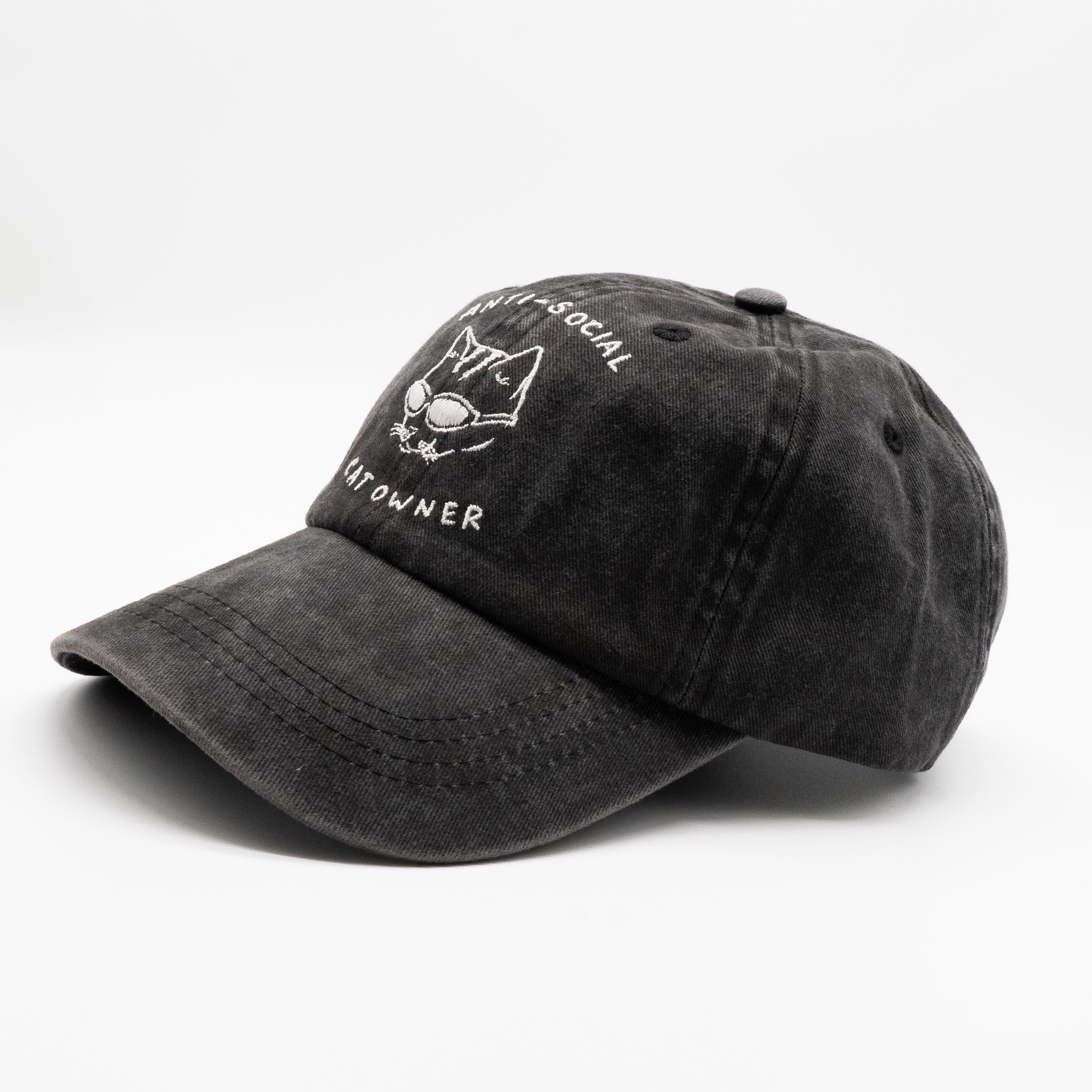 Black Denim Cap - Logo "Anti-Social Cat Owner"