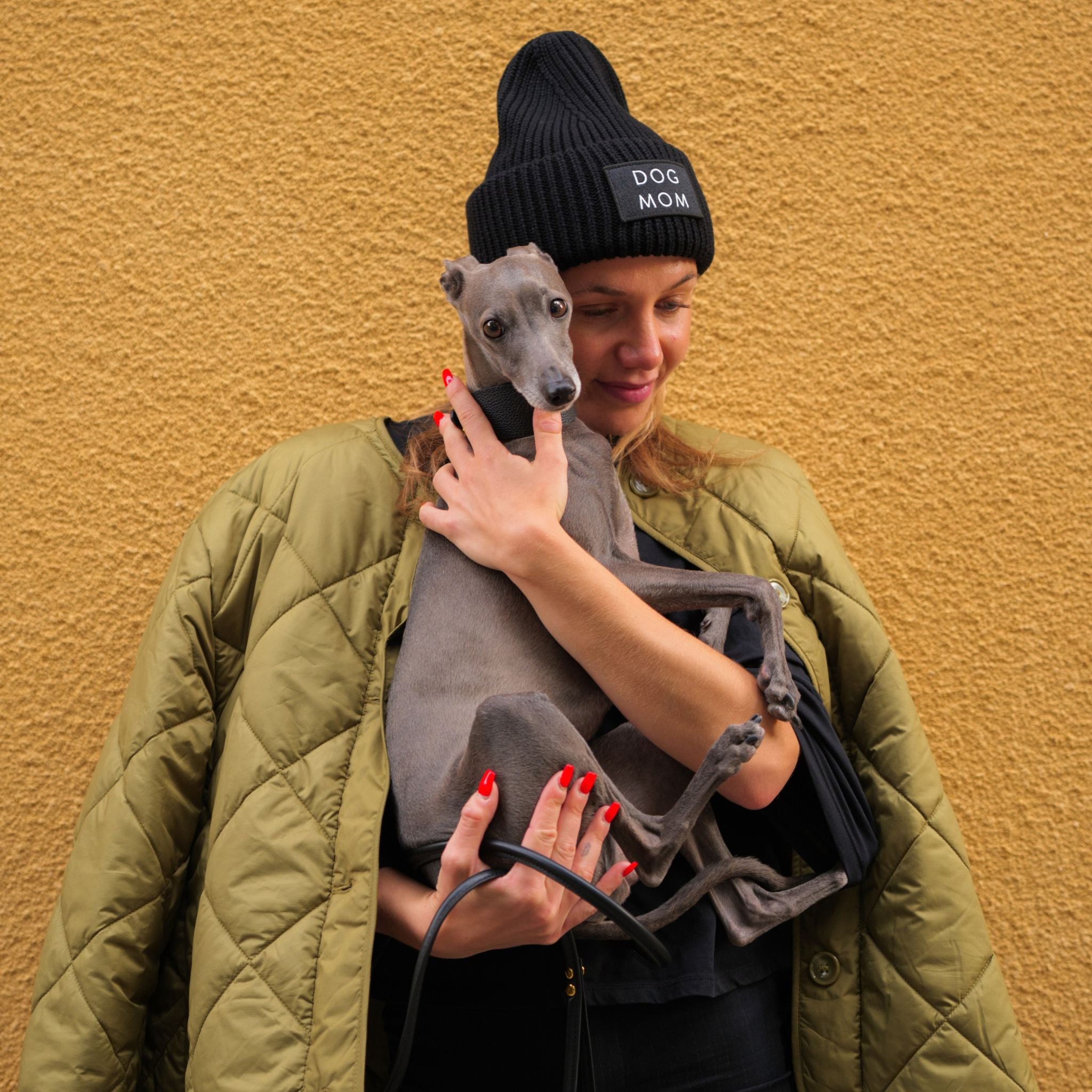 Black Wool Beanie - Dog Mom