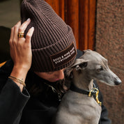 Dark Brown Wool Beanie - Dogs & Wine Make Everything Fine