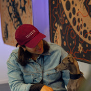 Burgundy Denim Cap - Dogs & Wine Make Everything Fine