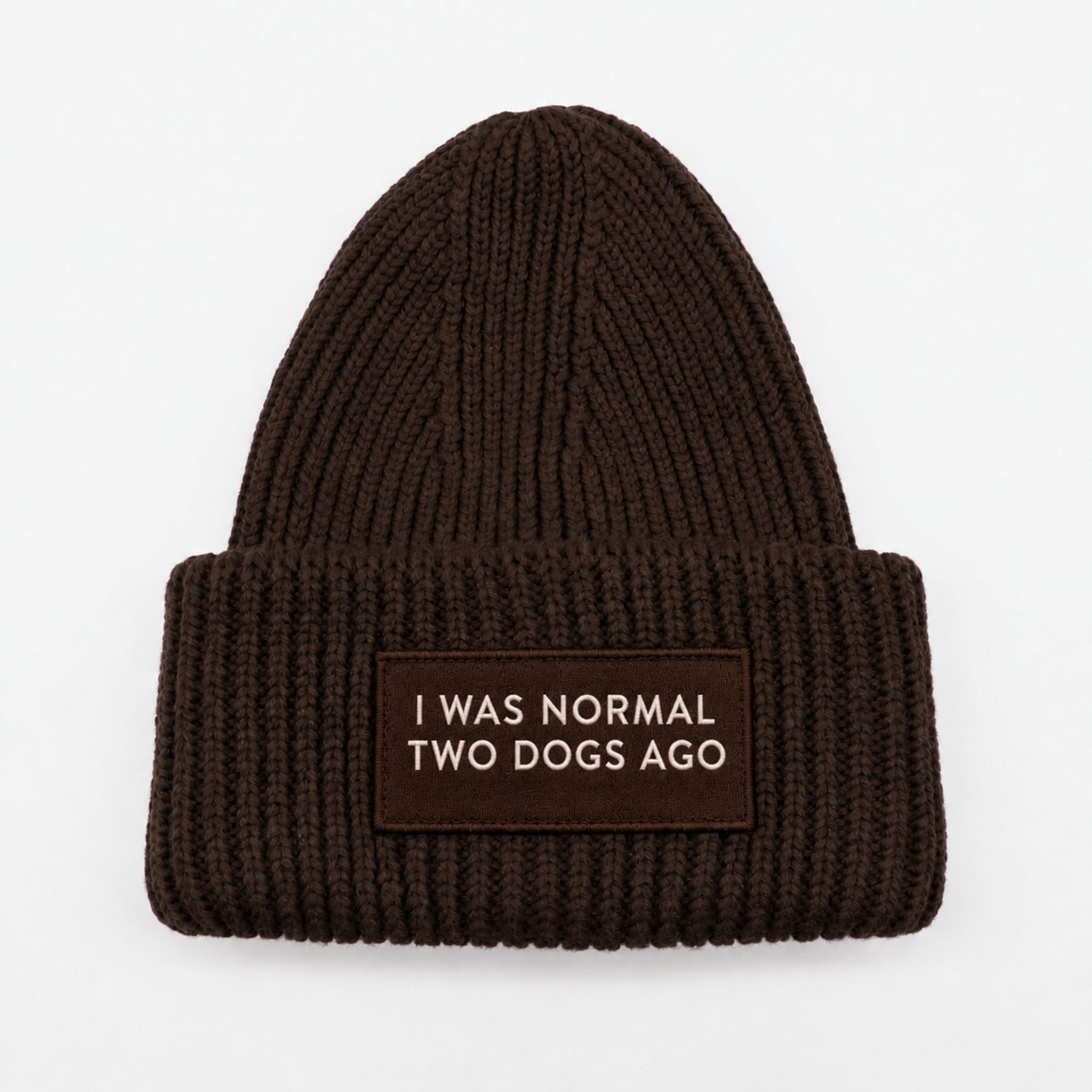 Dark Brown Wool Beanie - I Was Normal Two Dogs Ago