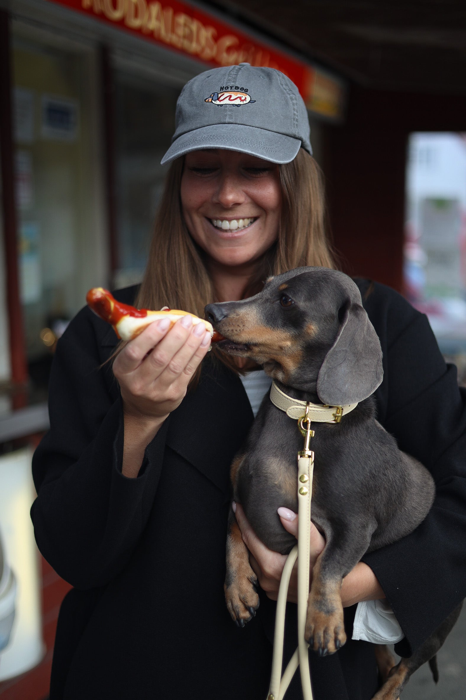 Grey Denim Cap - Hot Dog