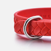 Pure Red Braided Dog Collar Thin